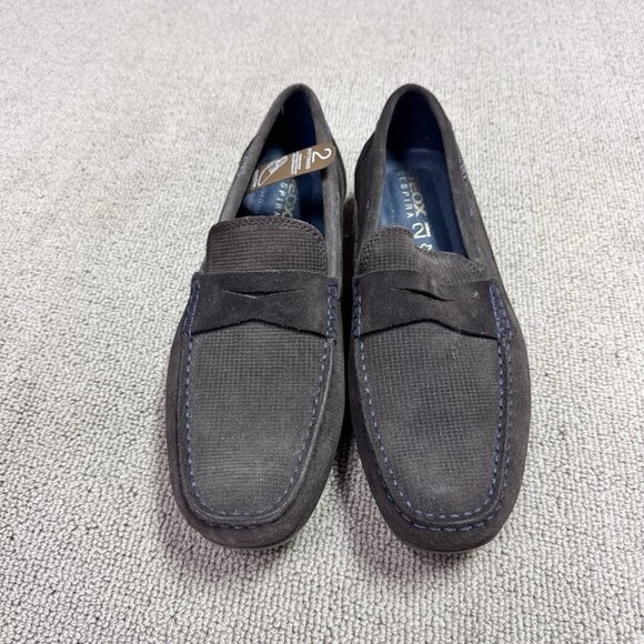 Geox U Moner Shoes U44Q6D Slip On Mens Leather Brown Size 10 New